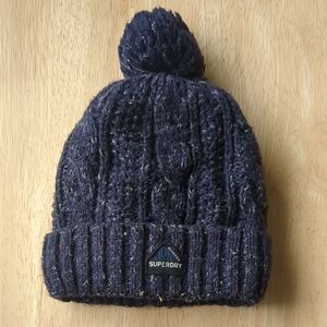 Superdry Purple Knit Pom-Pom Beanie